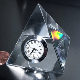 PRISM PYRAMID CRYSTAL MINI DESK CLOCK COLLECTIBLE GIFT IDEA