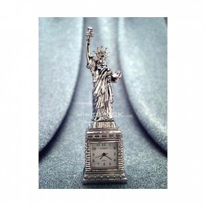 Miniature Clock Mini Silver Statue of Liberty