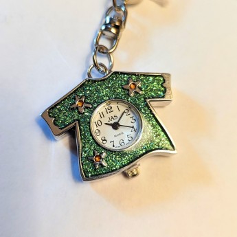 KEYCHAIN, Collectible Novelty Green Sparkle Tshirt