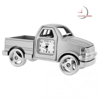 Miniature Clocks, Silver Work Pickup Truck Mini Clock