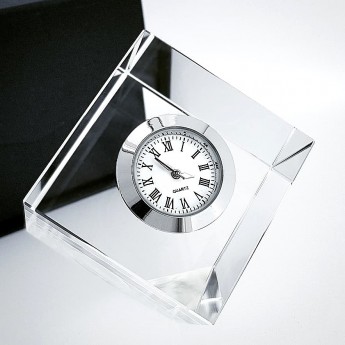 FLOATING SQUARE CRYSTAL MINI DESK CLOCK COLLECTIBLE GIFT IDEA