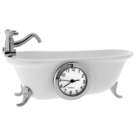 CLAWFOOT BATHTUB VINTAGE STYLE MINIATURE COLLECTIBLE BATHROOM MINI CLOCK