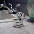 Miniature Clock, Chrome TOILET Paperweight