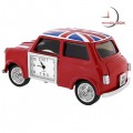 Miniature Clock, MINI COOPER CAR w/ Union Jack UK Flag