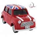 Miniature Clock, MINI COOPER CAR w/ Union Jack UK Flag
