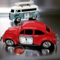 BEETLE VW BUG STYLE RED CAR MINIATURE COLLECTIBLE MINI DESK CLOCK