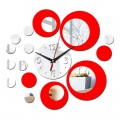 ARTISTIC DESIGNER WALL CLOCK RED & SILVER CIRCLES HOME DECOR GIFT IDEA