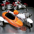 HARLEY STYLE MINIATURE MOTORCYCLE w SIDECAR COLLECTIBLE MINI CLOCK
