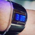 REFLECTION LED WATCH STAINLESS STEEL JAPANESE BLUE DISPLAY ASYMMETRIC DESIGNER WATCHES
