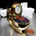 TOILET MINIATURE GOLD THRONE COLLECTIBLE DESKTOP BATHROOM MINI CLOCK 