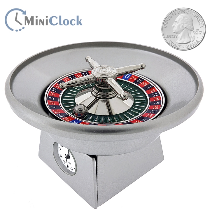 ROULETTE WHEEL Casino Miniature Collectible Clock - Real Action!